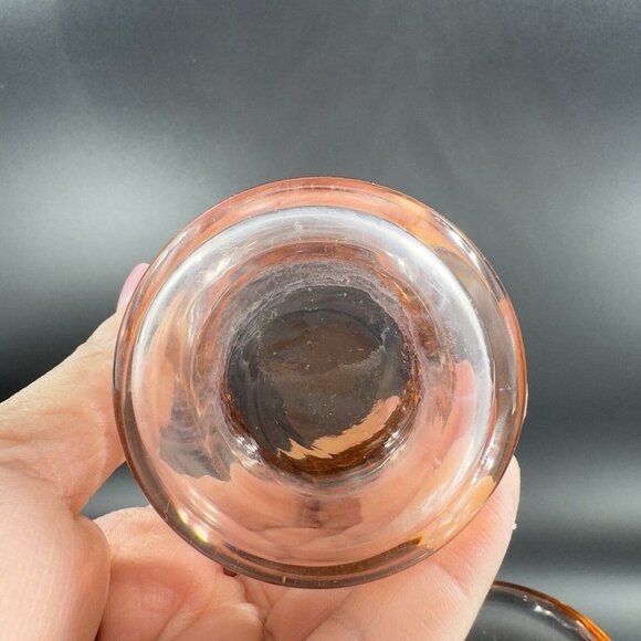 1950s Peachy Pink Tumbler Drinking Glasses Set 2 Thick Heavy Glass Cups Mugs VTG - Picture 3 of 15